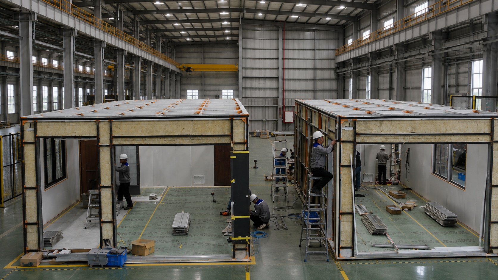 Factory assembly of modular building structure