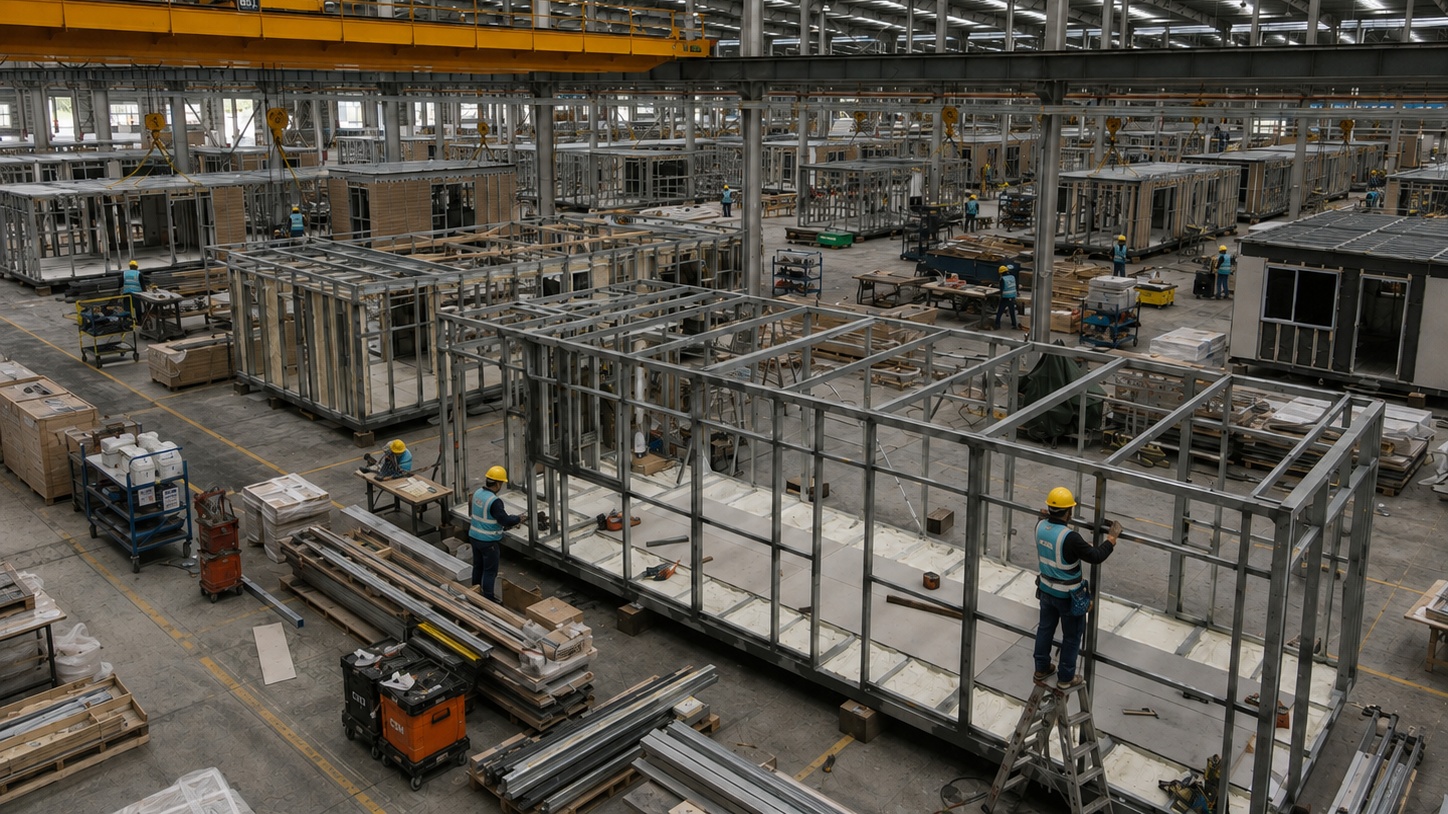 Steel structure fabrication for modular buildings