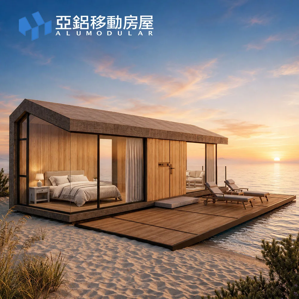 Alumodular resort modular house beside the sea at sunset